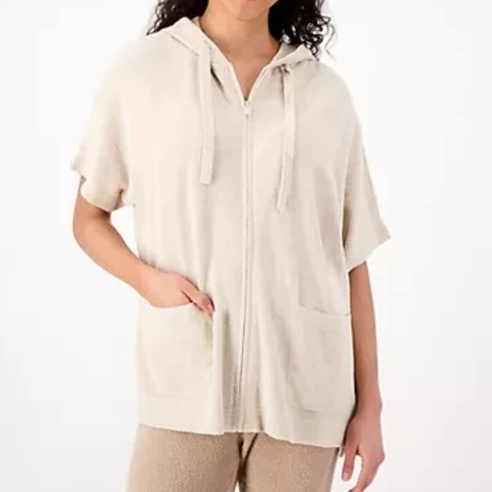 Barefoot Dreams CozyChic Ultra Lite Short Sleeve Zip Up Hoodie Size L/XL